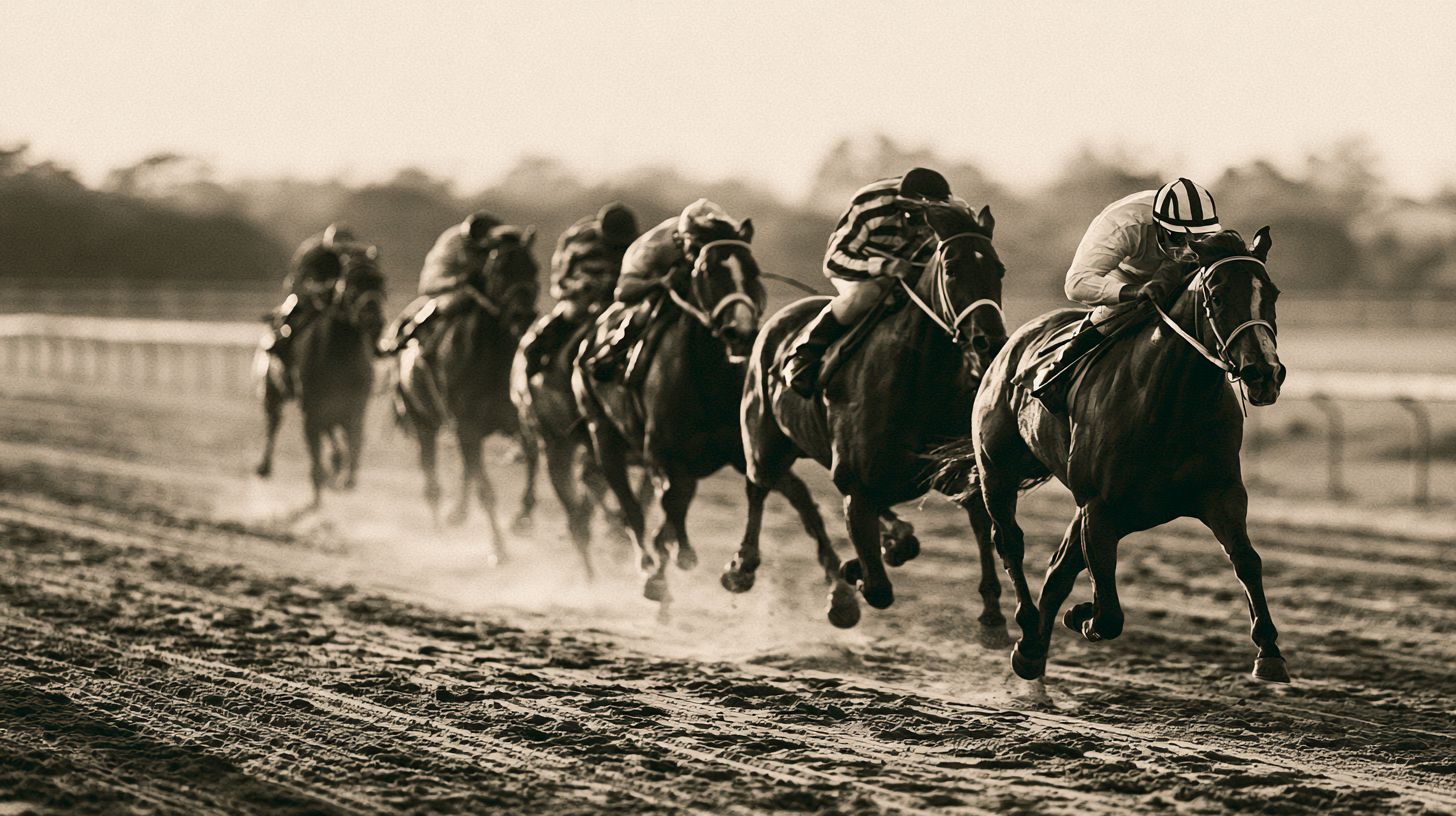 Páreo de corridas de cavalos no Hipódromo da Madalena